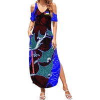 South Caribbean Coast Nicaragua Summer Maxi Dress with Manta Ray Coral Reef and Dive into the Spirit Design - Wonder Print Shop