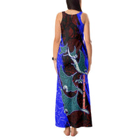 South Caribbean Coast Nicaragua Tank Maxi Dress with Manta Ray Coral Reef and Dive into the Spirit Design - Wonder Print Shop