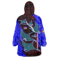 South Caribbean Coast Nicaragua Wearable Blanket Hoodie with Manta Ray Coral Reef and Dive into the Spirit Design - Wonder Print Shop