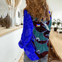 South Caribbean Coast Nicaragua Women Casual Shirt with Manta Ray Coral Reef and Dive into the Spirit Design - Wonder Print Shop