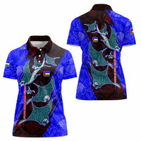 South Caribbean Coast Nicaragua Women Polo Shirt with Manta Ray Coral Reef and Dive into the Spirit Design - Wonder Print Shop