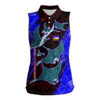 South Caribbean Coast Nicaragua Women Sleeveless Polo Shirt with Manta Ray Coral Reef and Dive into the Spirit Design - Wonder Print Shop