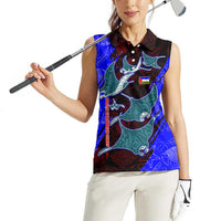 South Caribbean Coast Nicaragua Women Sleeveless Polo Shirt with Manta Ray Coral Reef and Dive into the Spirit Design - Wonder Print Shop