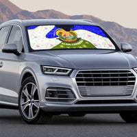 Nicaragua South Caribbean Coast Auto Sun Shade with Regional Seal and Ocean Shell Pattern Alma Caribeña Design - Wonder Print Shop