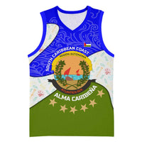 Nicaragua South Caribbean Coast Basketball Jersey with Regional Seal and Ocean Shell Pattern Alma Caribeña Design - Wonder Print Shop