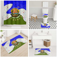 Nicaragua South Caribbean Coast Bathroom Set with Regional Seal and Ocean Shell Pattern Alma Caribeña Design - Wonder Print Shop