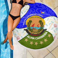 Nicaragua South Caribbean Coast Beach Blanket with Regional Seal and Ocean Shell Pattern Alma Caribeña Design - Wonder Print Shop