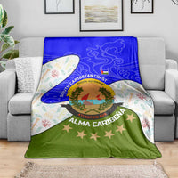 Nicaragua South Caribbean Coast Blanket with Regional Seal and Ocean Shell Pattern Alma Caribeña Design - Wonder Print Shop