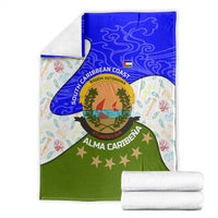 Nicaragua South Caribbean Coast Blanket with Regional Seal and Ocean Shell Pattern Alma Caribeña Design - Wonder Print Shop