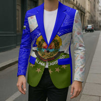 Nicaragua South Caribbean Coast Blazer with Regional Seal and Ocean Shell Pattern Alma Caribeña Design - Wonder Print Shop