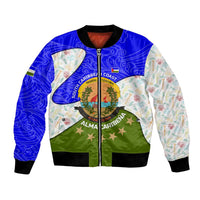 Nicaragua South Caribbean Coast Bomber Jacket with Regional Seal and Ocean Shell Pattern Alma Caribeña Design - Wonder Print Shop