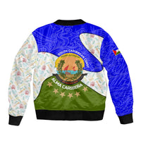 Nicaragua South Caribbean Coast Bomber Jacket with Regional Seal and Ocean Shell Pattern Alma Caribeña Design - Wonder Print Shop