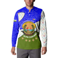 Nicaragua South Caribbean Coast Button Sweatshirt with Regional Seal and Ocean Shell Pattern Alma Caribeña Design - Wonder Print Shop