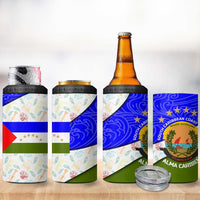 Nicaragua South Caribbean Coast 4 in 1 Can Cooler Tumbler with Regional Seal and Ocean Shell Pattern Alma Caribeña Design - Wonder Print Shop