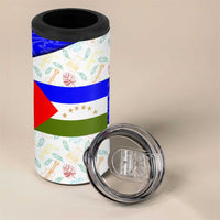 Nicaragua South Caribbean Coast 4 in 1 Can Cooler Tumbler with Regional Seal and Ocean Shell Pattern Alma Caribeña Design - Wonder Print Shop