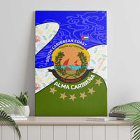 Nicaragua South Caribbean Coast Canvas Wall Art with Regional Seal and Ocean Shell Pattern Alma Caribeña Design - Wonder Print Shop