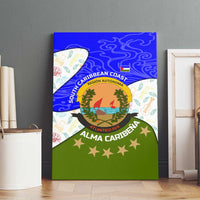 Nicaragua South Caribbean Coast Canvas Wall Art with Regional Seal and Ocean Shell Pattern Alma Caribeña Design - Wonder Print Shop