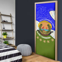Nicaragua South Caribbean Coast Door Cover with Regional Seal and Ocean Shell Pattern Alma Caribeña Design - Wonder Print Shop