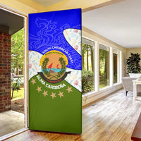 Nicaragua South Caribbean Coast Door Cover with Regional Seal and Ocean Shell Pattern Alma Caribeña Design - Wonder Print Shop