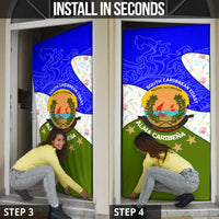 Nicaragua South Caribbean Coast Door Cover with Regional Seal and Ocean Shell Pattern Alma Caribeña Design - Wonder Print Shop