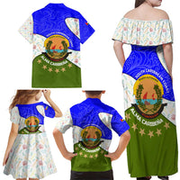 Nicaragua South Caribbean Coast Family Matching Off Shoulder Maxi Dress and Hawaiian Shirt with Regional Seal and Ocean Shell Pattern Alma Caribeña Design - Wonder Print Shop