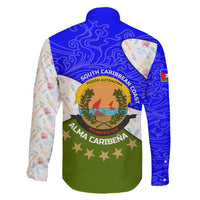 Nicaragua South Caribbean Coast Family Matching Off Shoulder Short Dress and Hawaiian Shirt with Regional Seal and Ocean Shell Pattern Alma Caribeña Design - Wonder Print Shop