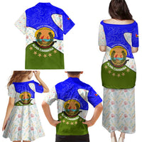 Nicaragua South Caribbean Coast Family Matching Puletasi and Hawaiian Shirt with Regional Seal and Ocean Shell Pattern Alma Caribeña Design - Wonder Print Shop