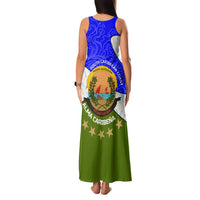 Nicaragua South Caribbean Coast Family Matching Tank Maxi Dress and Hawaiian Shirt with Regional Seal and Ocean Shell Pattern Alma Caribeña Design - Wonder Print Shop
