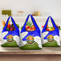 Nicaragua South Caribbean Coast Grocery Bag with Regional Seal and Ocean Shell Pattern Alma Caribeña Design - Wonder Print Shop