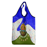 Nicaragua South Caribbean Coast Grocery Bag with Regional Seal and Ocean Shell Pattern Alma Caribeña Design - Wonder Print Shop
