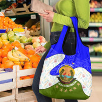Nicaragua South Caribbean Coast Grocery Bag with Regional Seal and Ocean Shell Pattern Alma Caribeña Design - Wonder Print Shop