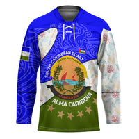 Nicaragua South Caribbean Coast Hockey Jersey with Regional Seal and Ocean Shell Pattern Alma Caribeña Design - Wonder Print Shop