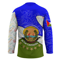 Nicaragua South Caribbean Coast Hockey Jersey with Regional Seal and Ocean Shell Pattern Alma Caribeña Design - Wonder Print Shop