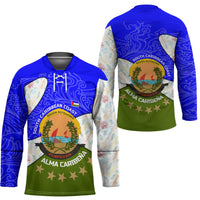 Nicaragua South Caribbean Coast Hockey Jersey with Regional Seal and Ocean Shell Pattern Alma Caribeña Design - Wonder Print Shop