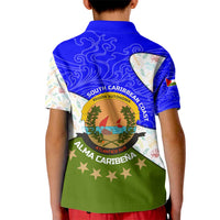 Nicaragua South Caribbean Coast Kid Polo Shirt with Regional Seal and Ocean Shell Pattern Alma Caribeña Design - Wonder Print Shop