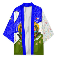 Nicaragua South Caribbean Coast Kimono with Regional Seal and Ocean Shell Pattern Alma Caribeña Design - Wonder Print Shop