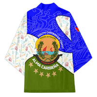 Nicaragua South Caribbean Coast Kimono with Regional Seal and Ocean Shell Pattern Alma Caribeña Design - Wonder Print Shop