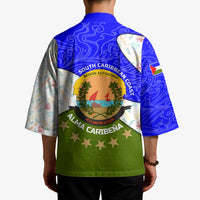 Nicaragua South Caribbean Coast Kimono with Regional Seal and Ocean Shell Pattern Alma Caribeña Design - Wonder Print Shop