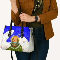 Nicaragua South Caribbean Coast Leather Bag with Regional Seal and Ocean Shell Pattern Alma Caribeña Design - Wonder Print Shop