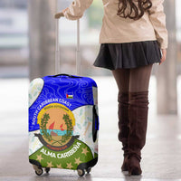 Nicaragua South Caribbean Coast Luggage Cover with Regional Seal and Ocean Shell Pattern Alma Caribeña Design - Wonder Print Shop