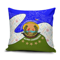 Nicaragua South Caribbean Coast Pillow Cover with Regional Seal and Ocean Shell Pattern Alma Caribeña Design - Wonder Print Shop