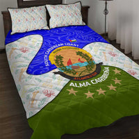 Nicaragua South Caribbean Coast Quilt Bed Set with Regional Seal and Ocean Shell Pattern Alma Caribeña Design - Wonder Print Shop