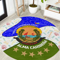 Nicaragua South Caribbean Coast Round Carpet with Regional Seal and Ocean Shell Pattern Alma Caribeña Design - Wonder Print Shop