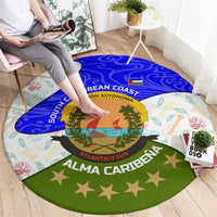 Nicaragua South Caribbean Coast Round Carpet with Regional Seal and Ocean Shell Pattern Alma Caribeña Design - Wonder Print Shop