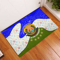Nicaragua South Caribbean Coast Rubber Doormat with Regional Seal and Ocean Shell Pattern Alma Caribeña Design - Wonder Print Shop