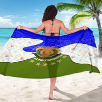 Nicaragua South Caribbean Coast Sarong with Regional Seal and Ocean Shell Pattern Alma Caribeña Design - Wonder Print Shop