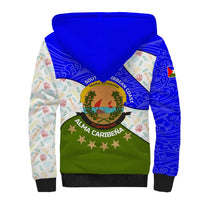 Nicaragua South Caribbean Coast Sherpa Hoodie with Regional Seal and Ocean Shell Pattern Alma Caribeña Design - Wonder Print Shop