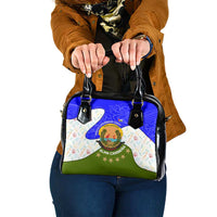 Nicaragua South Caribbean Coast Shoulder Handbag with Regional Seal and Ocean Shell Pattern Alma Caribeña Design - Wonder Print Shop