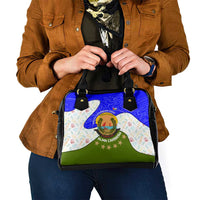 Nicaragua South Caribbean Coast Shoulder Handbag with Regional Seal and Ocean Shell Pattern Alma Caribeña Design - Wonder Print Shop