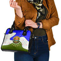 Nicaragua South Caribbean Coast Shoulder Handbag with Regional Seal and Ocean Shell Pattern Alma Caribeña Design - Wonder Print Shop